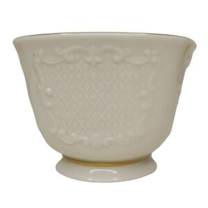 Lenox Canterbury Bowl Hand Decorated Cream Ivory 24K Gold Trim 3"H x 4.25"W